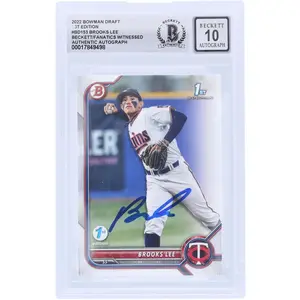 Brooks Lee Minnesota Twins Autographed 2022 Bowman Draft 1st Edition #BD-153 Beckett Fanatics Witnessed Authenticated 10 Card - Fanatics Authentic Certified