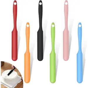 6 Pcs Silicone Jar Spatula, Heat Resistant Small Silicone Spatula, Jar Spatula for Kitchen Use  with Long Handle for Cooking Utensils, Stainless Steel