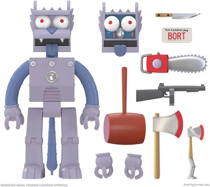 Super7 - The Simpsons ULTIMATES! Wave 1 Robot Scratchy 7" Scale Vinyl Articulating Figurine, Single Collectible Item [COLLECTIBLES]