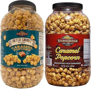 Stonehedge Farms Gourmet Popcorn Barrel Variety Packs - 32 Ounces Each - Two Pack (Caramel + Salted Caramel)