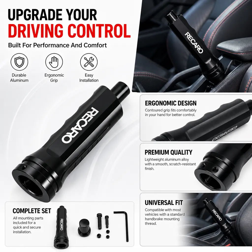 Aluminum Universal Racing Car Handbrake Handle - 4-Color (Black, Red, Blue, Silver) Car Interior Modification Accessory
