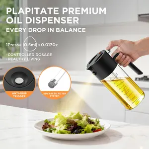 PLAPITATE 17oz/500ml Premium Olive Oil Sprayer for Cooking, 2 in 1 Glass Olive Oil Dispenser Bottle for Kitchen Gadgets, Spray Bottle with Portion Control for Salad, Frying, BBQ  #Summervibes