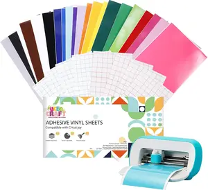 Vinyl Removable Compatible with Cricut Joy, 52 Pack(5.5x12in) 22 Colors Self Adhesive Vinyl Sheets for  Machine-Matless, Permanent Outdoor Vinyls for Craft DIY, Party Decoration