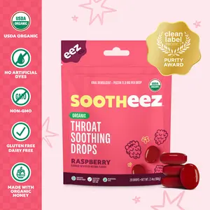 Sootheez Organic Throat Soothing Drops, Raspberry, For Adults