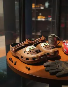 Matter Brown Clogs – Cartoon Graphic Slip-On Sandals for Men & Women