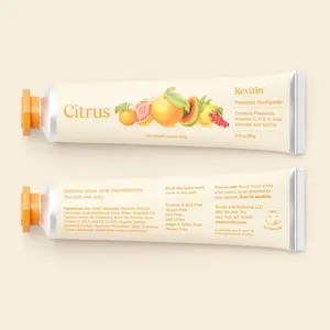 Revitin Citrus Prebiotic Toothpaste - Fluoride-Free, SLS-Free, Triclosan-Free Formula with Vitamins C, D, E & K for Gentle Cleansing and Fresh Breath | Single Tube