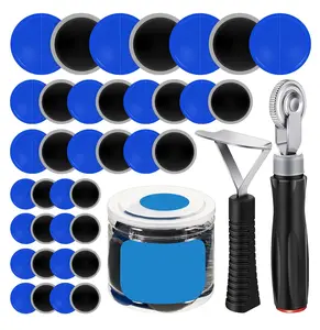 90 Pcs Tire Patches Kit 32mm 42mm 58mm with Roller and Scraper, Tube Patch Auto Repair Tools for Car, Truck, Bike, Motorcycle Wheels