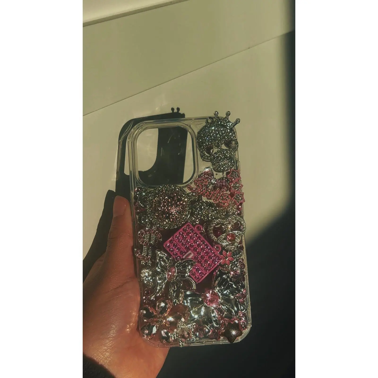AdoreAudriik Pink Diamond Skull Junk iPhone case (fits iPhone 16 Pro)