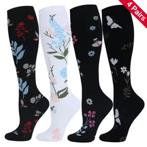 ISUNIE 4 Pairs Graduated Compression Socks for Women & Men, Arch Support, Moisture-Wicking & All-Day Comfort for Work, Travel, Walking, Running & Daily Wear, Mother's Day Gifts Sports Stockings