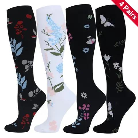 Isunie 4 Pairs Graduated Compression Socks for Women & Men, Arch Support, Moisture-Wicking & All-Day Comfort for Work, Travel, Walking, Running & Daily Wear, Mother's Day Gifts Sports Stockings