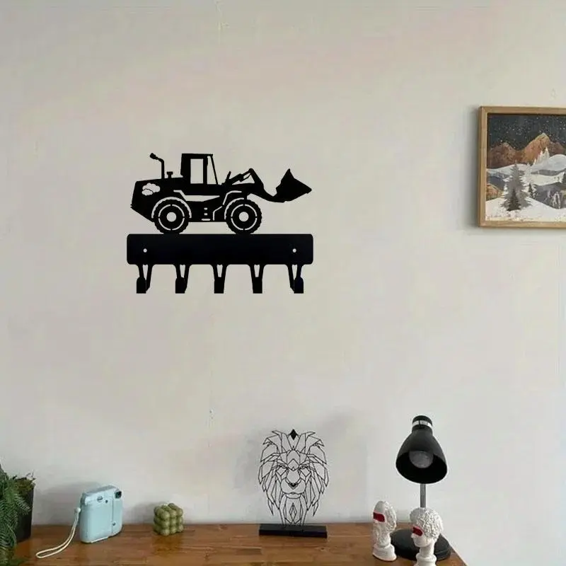 Iron Bulldozer Key Holder Hook for Wall Organizer in Living Room Bedroom Office Decor Ideal Gift for Construction Enthusiasts