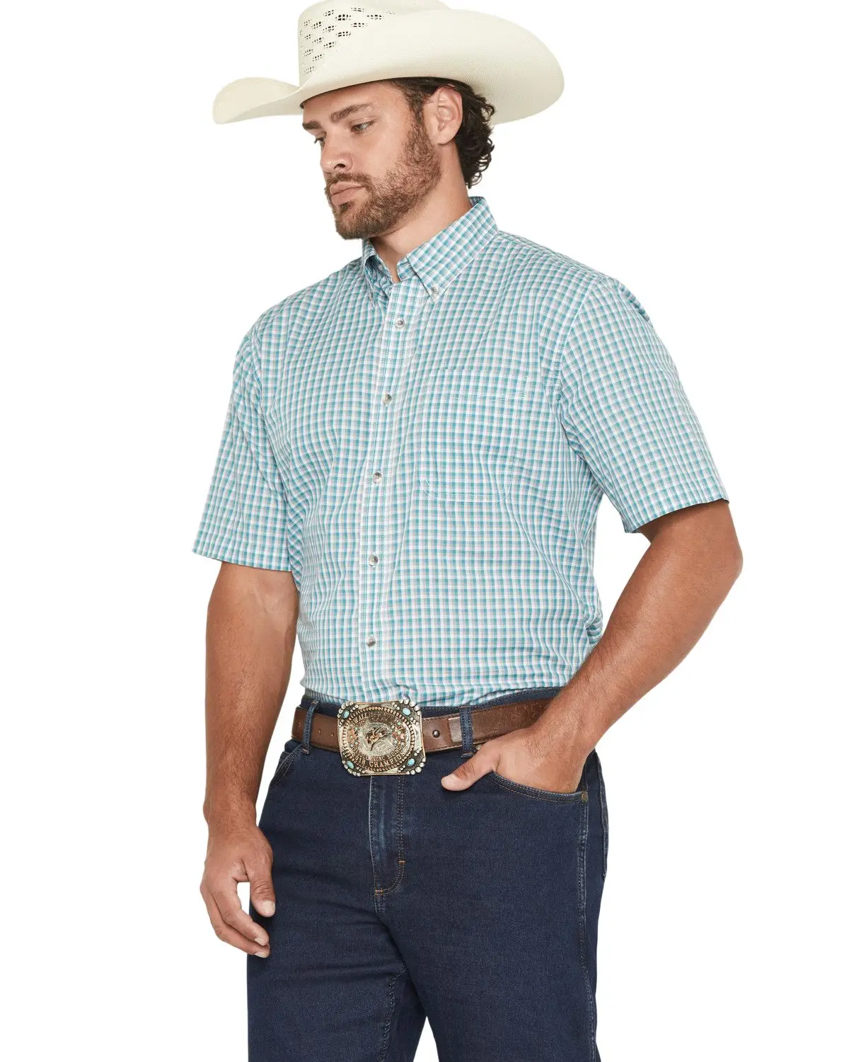 Wrangler Men's Riata Men'S Assorted Plaid Print Short Sleeve Button-Down - 112368759-Big