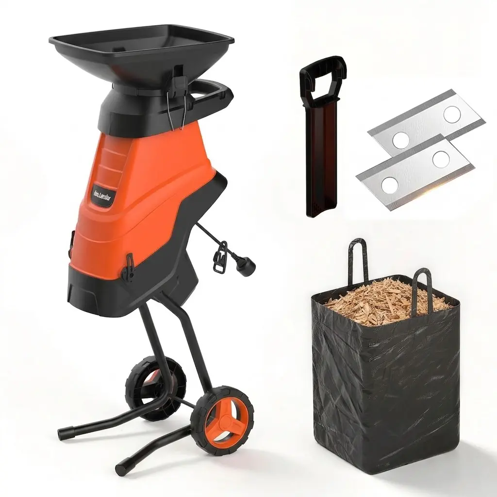MAXLANDER Electric Wood Chipper Shredder - 15-Amp, 1.75 in Max Cutting Capacity, Heavy Duty Metal/Plastic Garden Tool for Homeowners with Branch Mulching Functionality