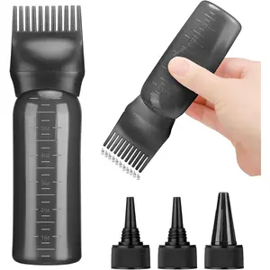 Hair Oil Applicator Bottle with 3PCS Pointed Mouth Cover 6 Ounce Hair Dye Bottle Root Comb Applicator for Scalp Haircare Salon