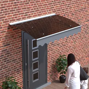 Door Window Awning Canopy，0.137“ Thick Crystal Solid Polycarbonate Sheet and Aluminum Alloy with Valance in 47" x 34"  for Masonry Concrete Wall
