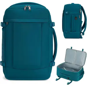 Travel Backpack for Men Women, Carry on Backpack with USB  Hole, Spirit Airlines Personal Item Bag Flight Approved, 15.6 Inch Laptop Backpack with Anti  Pockets, 30L, Blue Green