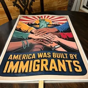 America Was Built By Immigrants Protest Sign Poster, Anti-Trump Poster