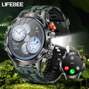 Lifebee Men's Smartwatch, 1.46 Inch Large Screen, 1000mah Long Battery Life, Metal Round Case with Compass and LED Light, IP68 Waterproof Sports Tracker