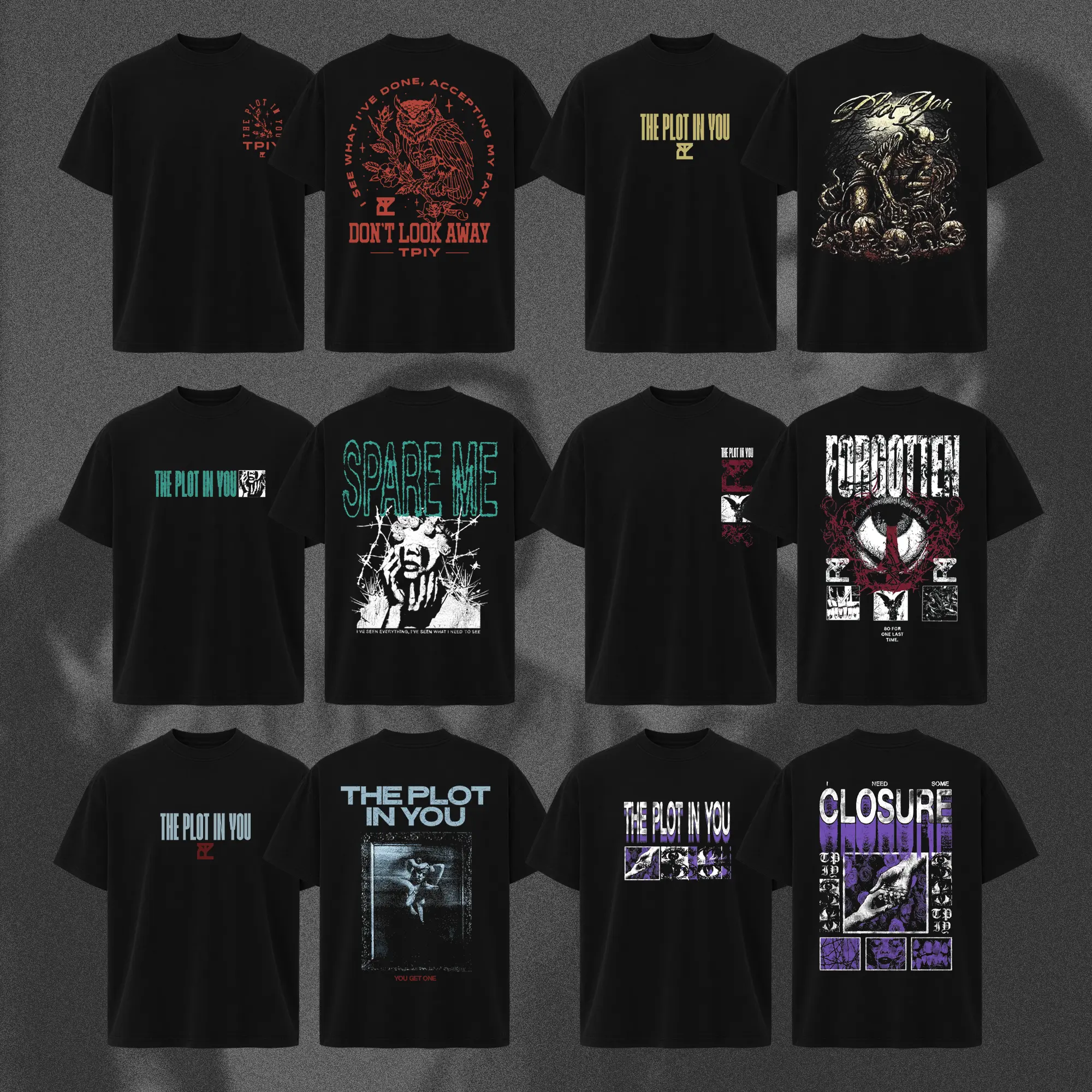 Vintage The Plot in You Band T-Shirt Collection, Dark Emotional Metalcore Tee, Atmospheric Post-Hardcore Top, Distressed Gothic Alternative Rock Apparel, Melancholic Dark Themed Shirt For Metal Fans, Gift For Music Lovers, Unisex Casual Daily Streetwear