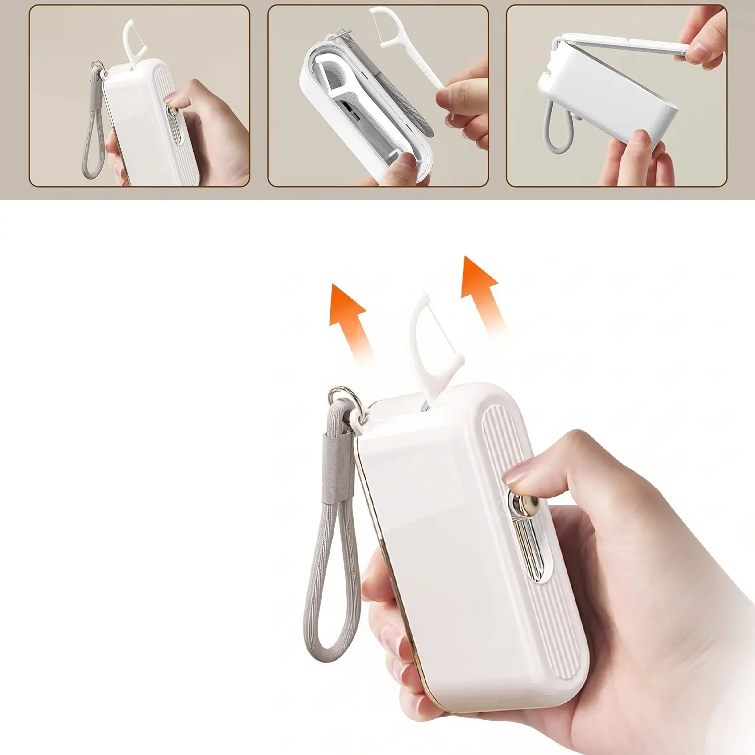 Portable Pop-Up Floss Dispenser - Premium Plastic With Built-In Mirror For On-The-Go Oral Care Perfect EDC Hygiene Essential For Travelers