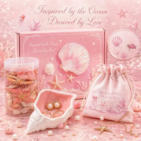 Ocean Style Mystery Jewelry Luxury jar set  - Summer Gift Set for Women, Unique Birthday Present with Necklace, Earrings, Rings & bracelets - Perfect for Seaside Enthusiasts
