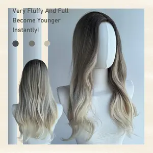 Trendy Medium-Length Wavy Wig with Ombre Highlights - Middle Part Full Synthetic Wig | Heat-Resistant, Adjustable & Comfortable for Daily Wear, American Style Daily Models, Fashionable Models, Natural and Realistic, For Daily Wear