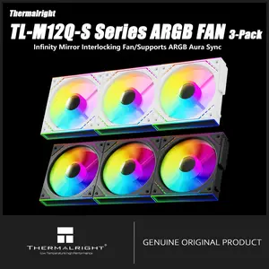 Thermalright TL-M12Q-S X3 120mm PC Case Fans, PWM ARGB Fans, 2000RPM High Airflow, Daisy-Chain, Infinity Mirror Lighting, 3-Pack
