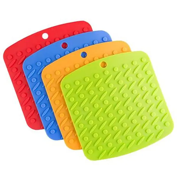 Trademark Global Hastings Home Silicone Kitchen Pot Holders 4-Piece Set