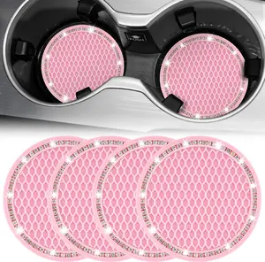 Bling Cup Holder Coasters for ,4PCS Universal Non-Slip Cup Holder,Rhinestone Decorative Coasters,  Interior Accessories for Women()