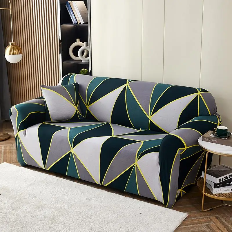 Geometric Pattern Sofa Cover, 1 Count Soft Breathable Non-slip Elastic Sofa Cover, Furniture Slipcover for Living Room, Christmas Gifts, Christmas Dec