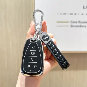 for Chevy Key Fob Cover With Keychain,Soft TPU Full Protector Key Shell Case for Chevy Malibu Camaro Equinox BlazerTraverse Cruze Sonic Volt Spark