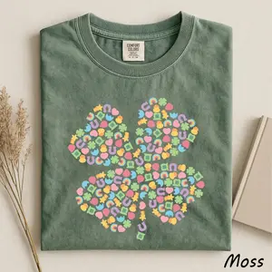 Comfort Colors Lucky Charm Shirt, Playful Cute St Patricks Day Graphic Tee, Aesthetic Four Leaf Clover Outfit, Trendy Oversized St Pattys Good Luck Design, Premium Garment Dyed Retro Irish Holiday Gift