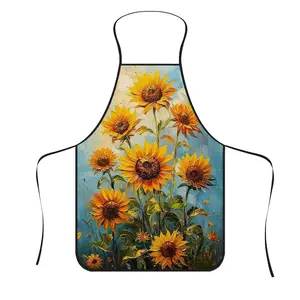 Durable Cooking Apron with Warm Daisy Flower Decoration, Perfect Gift for Bakers, Cake Decorators, BBQ Enthusiasts, Gardeners, Artists