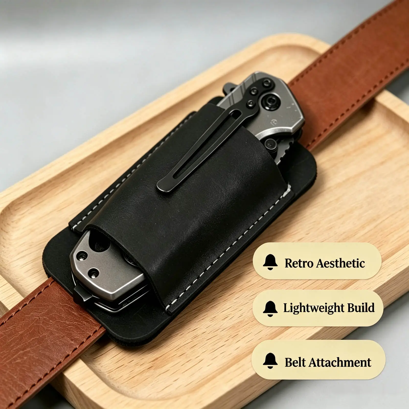Retro Genuine Leather Folding Knife Case, Leather Knife Case, Lightweight Foldable Knife Sheath, Knife Holder for Belt,Portable Tool Accessories, Survival Equipment Set tiktokshopbacktoschool