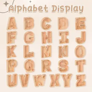 Wooden Alphabet Little Piggy Bank Toy, Large Size, 26 Letters, Personalized Name, Transparent Piggy Bank, Perfect Christmas, Gift for Children, Adults, and Home Decor