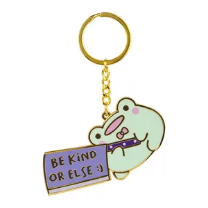 Rainylune Friend the Frog Be Kind or Else Enamel Keychain