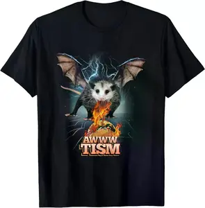 Awww Tism Funny Opossum Bat Spit Fire Opossum Meme Autism T-Shirt