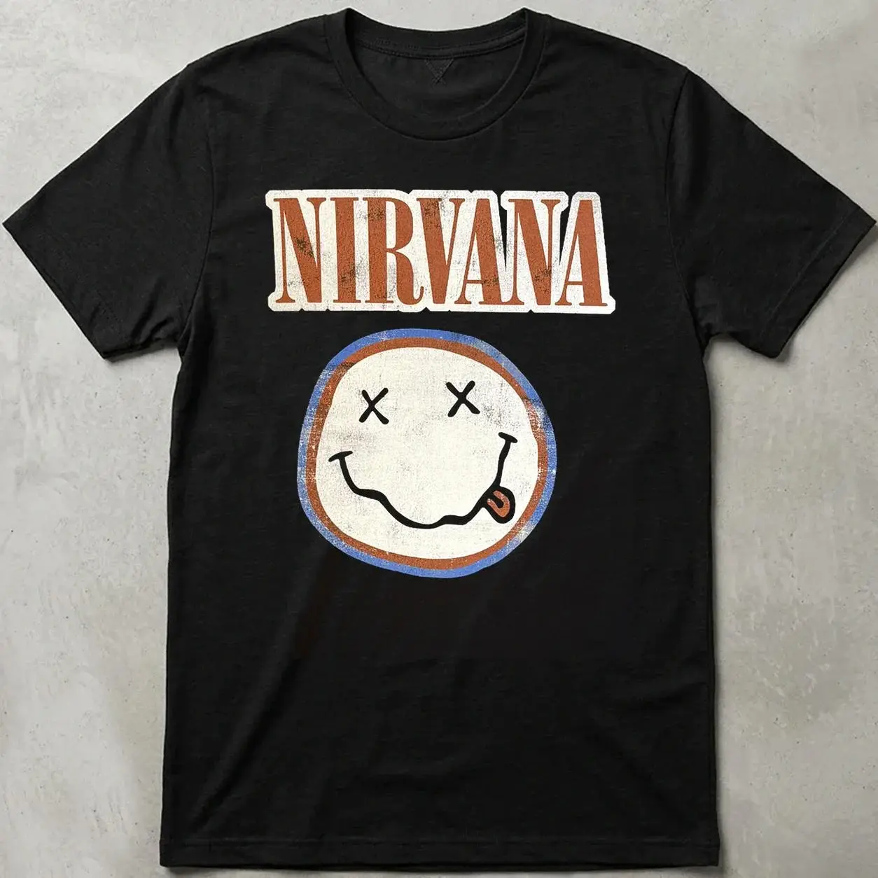 Nirvana Distressed Logo Vintage Graphic Tee, Grunge Rock Band T-Shirt, Officially Licensed Music Merch, Unisex Fan Gift
