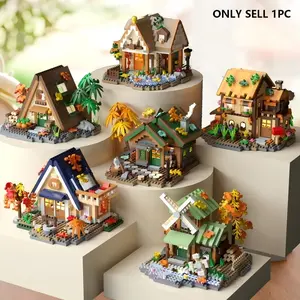 Forest Cabin Building Blocks Set, DIY 3D Puzzle, Custom Street Scene, Creative Gift for Kids Age 6+, Halloween, Christmas Gifts, Block Figures, Building Sets, Building Block Model