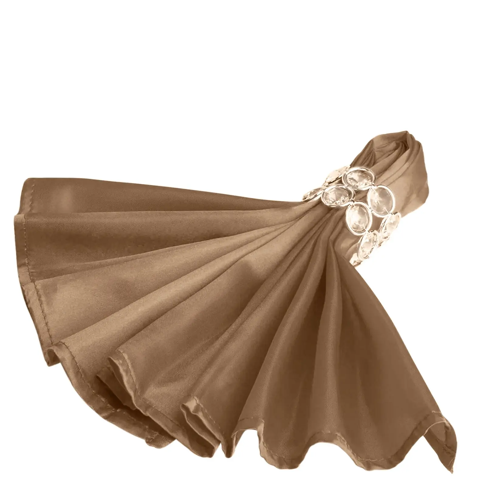 5-Pack Square Solid Taupe Satin Fabric Napkins, 20"x20" Soft Reusable Kitchenware Tableware for Restaurant, Wedding, Birthday Events