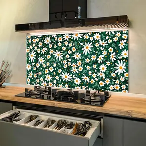GCKG Color Palette daisies flowers background Tempered Glass Kitchen Backsplash, Stove Back Cover, Stove Splashback, Cutting Board, Kitchen Wall Decor