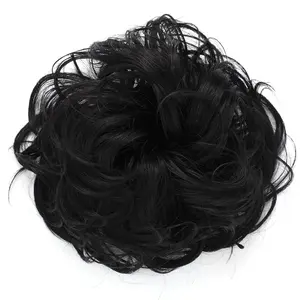 Onedor Premium Synthetic fiber Clip on Messy Chignon Bun Hair Extension Hair Piece Wig. Silky Smooth and Secure (2 # -Darkest Brown)