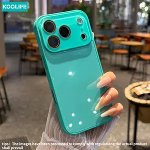 Koolife Solid Color Glossy Glass Phone Case, Full Lens Coverage Shockproof Protection Hard Shell, Anti-Scratch Anti-Fingerprint Back Panel for iPhone 17/17Pro/17ProMax/16/15/14/13/12/11, Minimalist Ins Style Premium Protective Cover