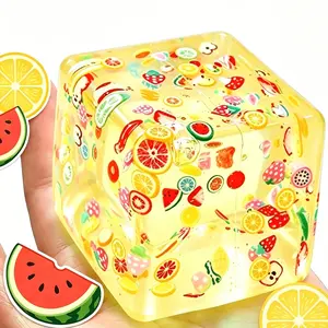 New 3D Cartoon Stress Relief Toy, Realistic Rubik's Cube Squeeze Toy with Fruit Slice Pattern, Infinite Stress Relief, Ideal for Anxiety Reduction, Fidget Relief. Valentine's Day and Easter gifts for kids gift exchange