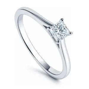 BERRICLE Sterling Silver Solitaire Engagement Promise Rings for Her, 0.4 Carat Princess Cut Cubic Zirconia CZ Ring