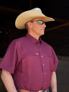 GameGuard Maroon Short Sleeve Button Up
