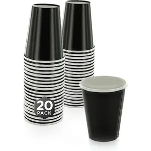 Disposable Paper Cups, 8 oz.Black Paper Coffee Cups, Strong and Sturdy Coffee Disposable Cups for Party, Wedding, Thanksgiving Day, Christmas, Halloween Hot Cups, Pack of 20