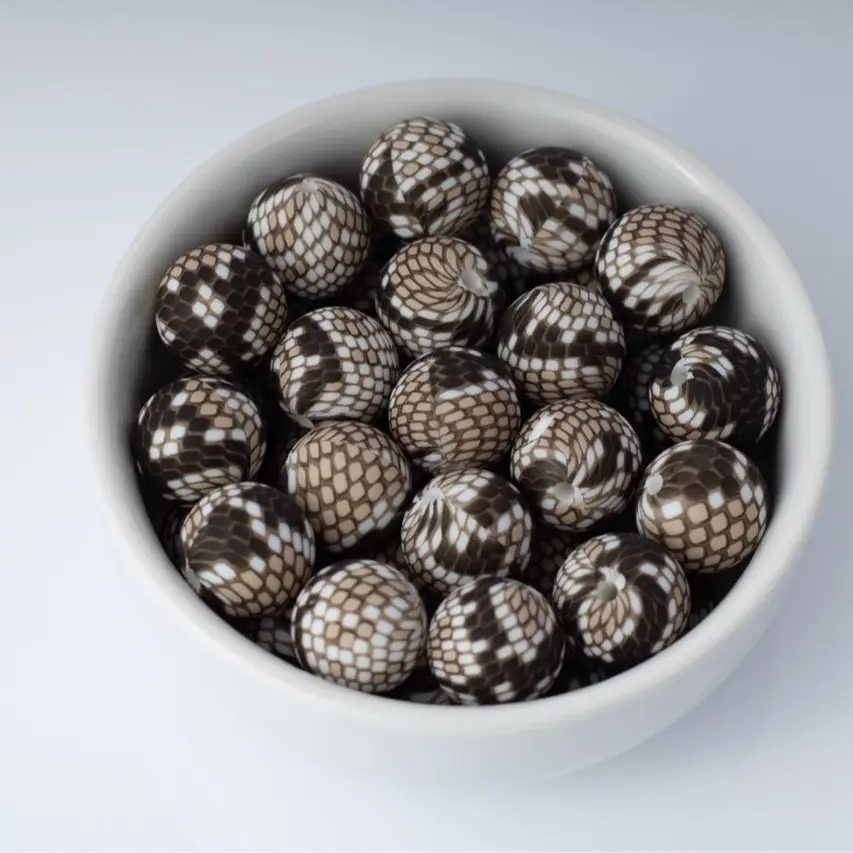 Serpentine Silicone Beads Printed Round Silicone Beads