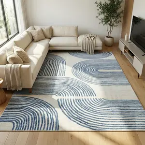 Modern Washable Striped Carpet Soft and Anti-slip Large-sized Geometric Printed Carpet Foldable Indoor Decorative Carpet for Living Room Office Laundry Room Children's Room Entrance Hall Game Room Bedroom