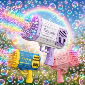 Bubble Machine, Bubble Gun for Kids, 40/69 Hole Bubble Blower with LED Lights for Outdoor Parties, Beaches, Birthdays & Family Gatherings
